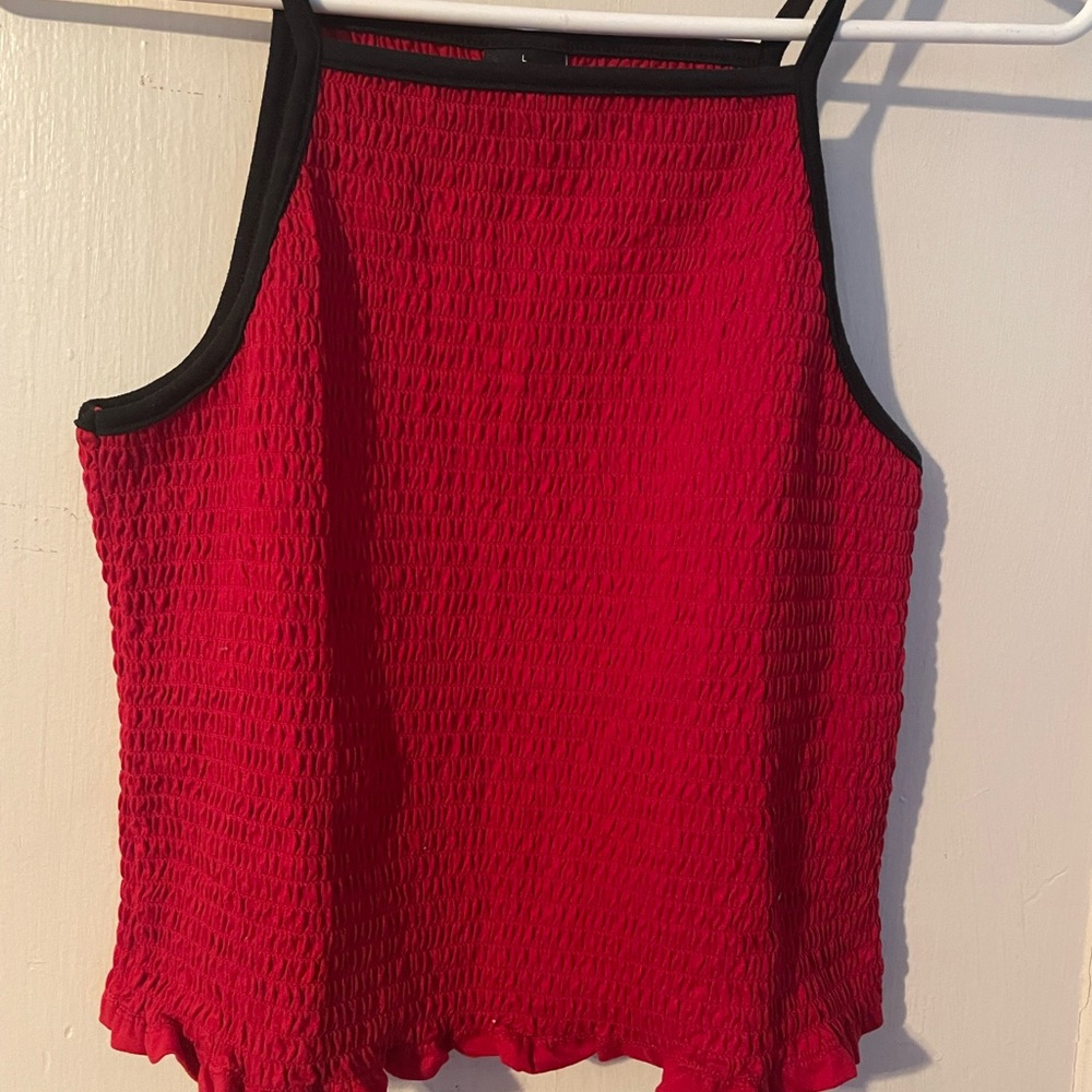 Red spaghetti strapped top
